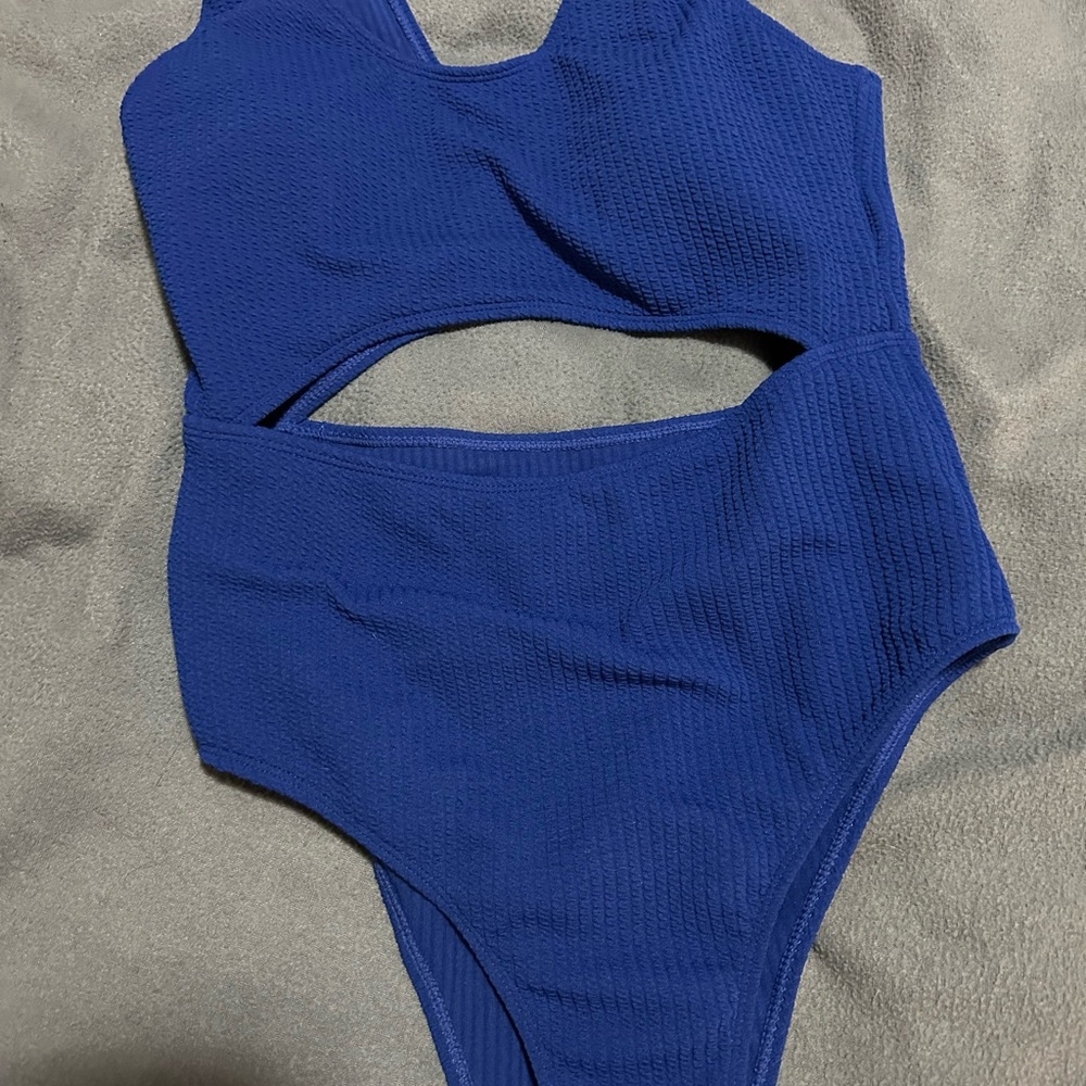Blue Textured Swimsuit